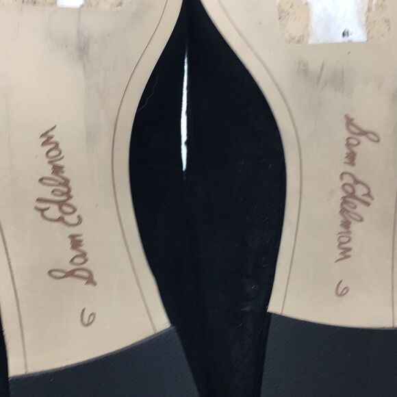 Sam Edelman Rini Black Suede Point Toe Silver Studded Key Hole Ballet Flats Sz 6 - Picture 15 of 16